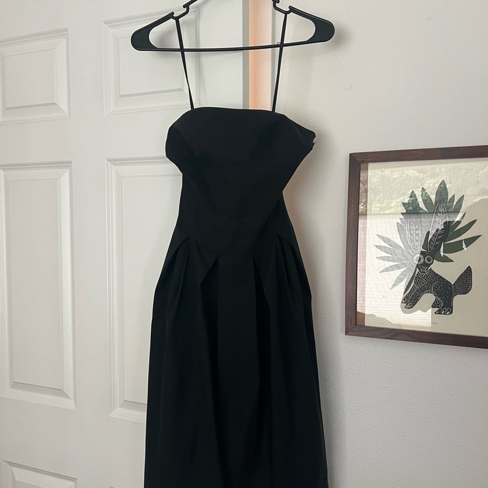 Theory Black Amelie Cocktail Dress with A-Line Waist